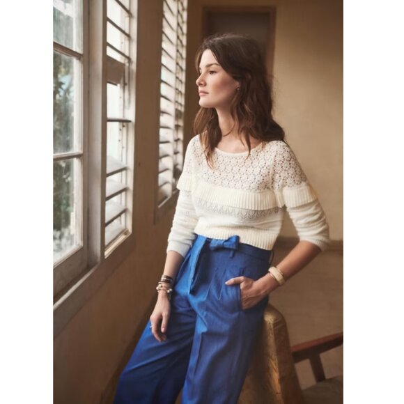 Sezane White Crew Neck Sweater - Picture 3 of 14